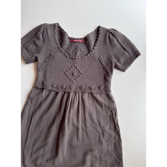 COMPTOIR DES COTONNIERS Farah Taupe Wool Knit Cotton Gauze Empire Dress, Size M - Picture 6 of 14